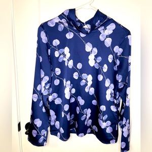 Mock neck button back blouse